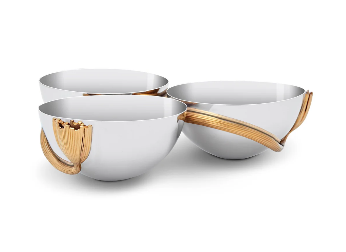 Deco Leaves Condiment Server - 3 Sections