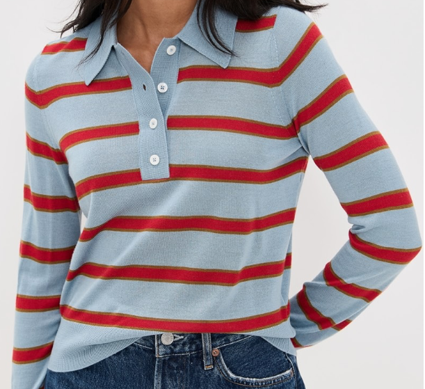 The Memphis LS Polo Pacific Stripe by Re/Done
