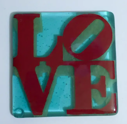 Love Fused Glass 4" Single Coaster