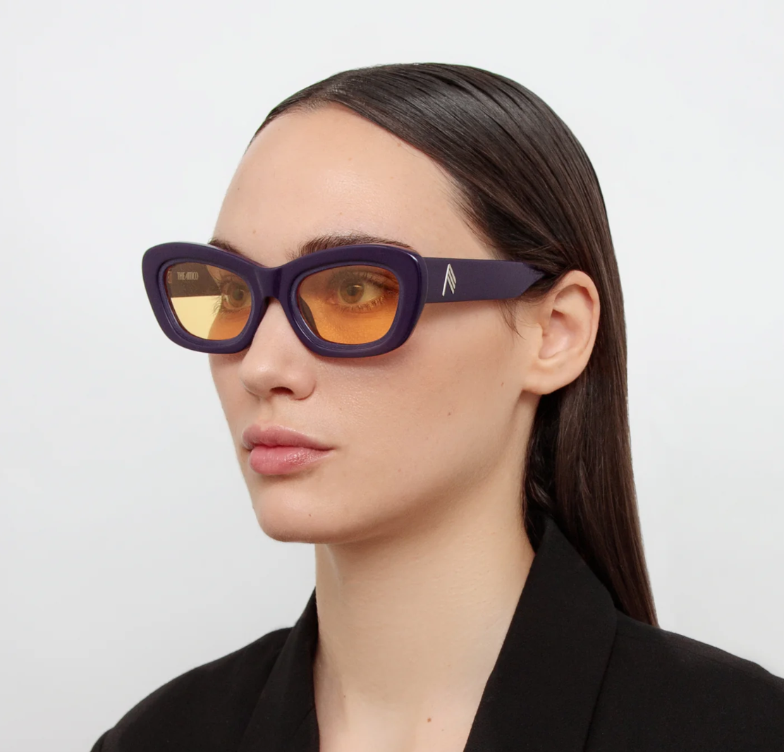 Rania Cat Eye Sunglasses in Purple by LINDA FARROW