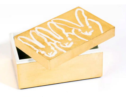 Bunny Trio Gold Leaf Bunny Box  by Hunt Slonem