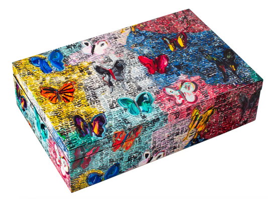 Butterflies & Guardians Lacquer Box by Hunt Slonem