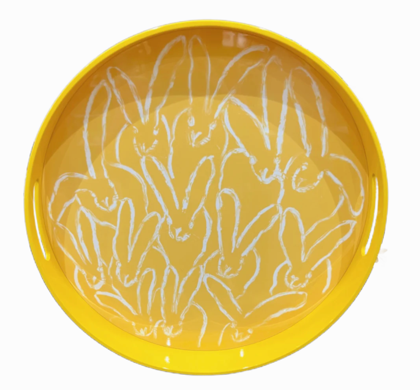 Jubilee Lacquer Tray with Bunnies by Hunt Slonem