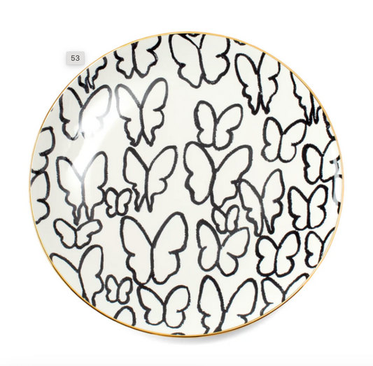 Butterfly Dinner Plate w/ Golden Rim by Hunt Slonem