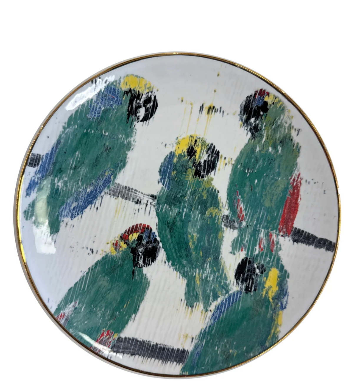 PARROTS ACCENT PLATE by Hunt Slonem