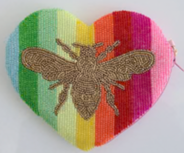 Gold Bee Neon Heart Coin Purse