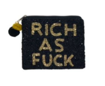 Rich As Fuck Beaded Coin Purse