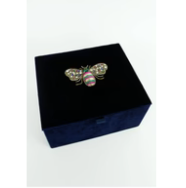 Large Velvet Bee Jewelry Box