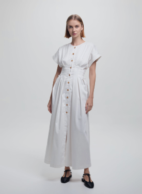 Dena Dress White Cotton by Kika Vargas