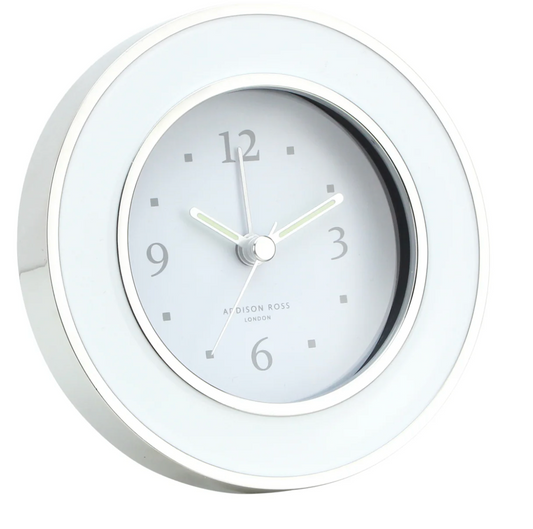 White & Silver Circle Alarm Clock