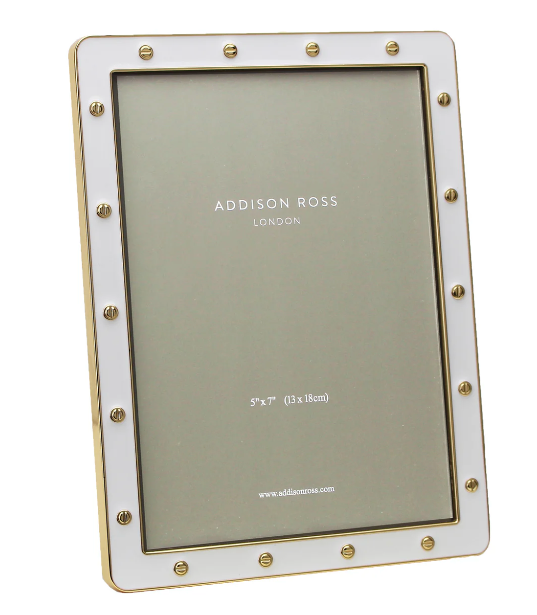 White Enamel & Gold Locket Frame