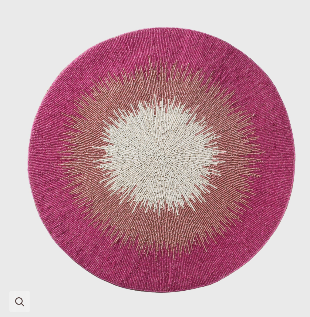 Ombre Hand Beaded Placemat in Tones of Pink