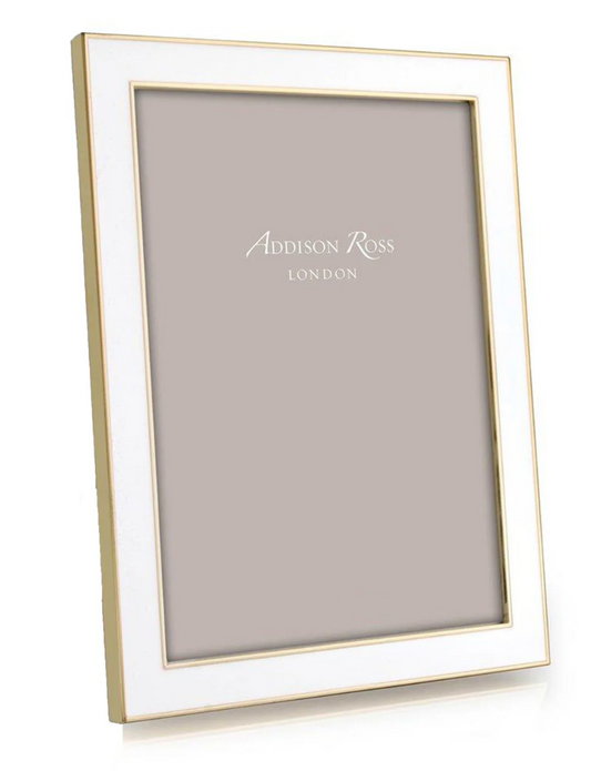 Gold Trim White Enamel Picture Frame