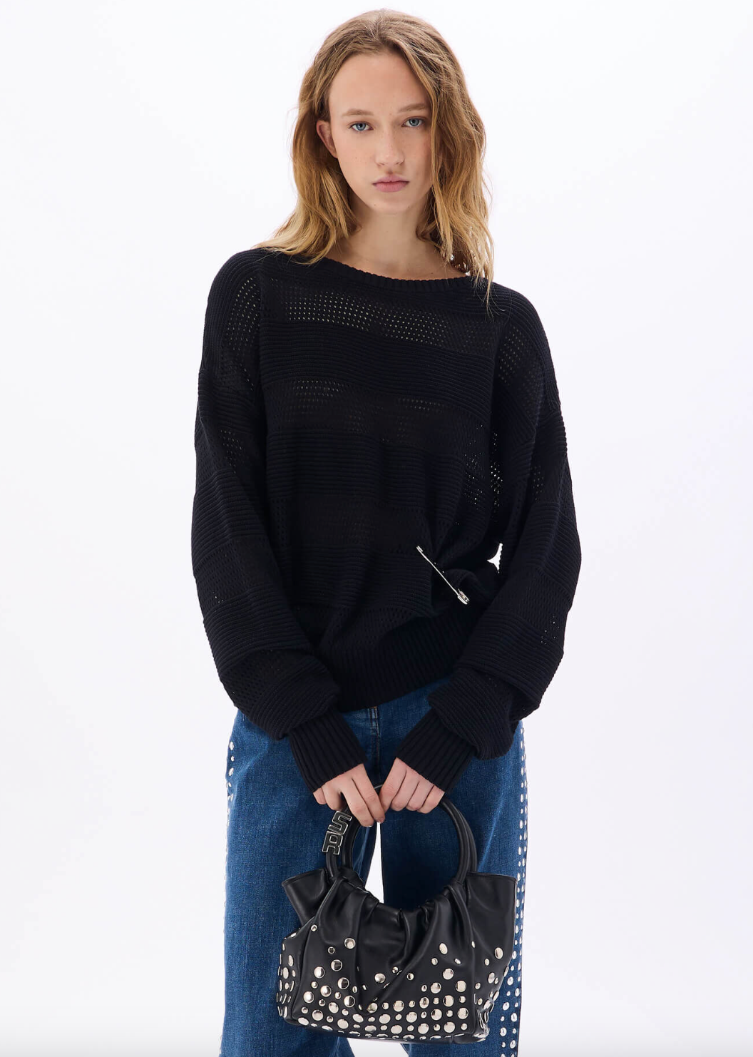 Cotton Crochet Long Sleeves Sweater By Sonia Rykiel