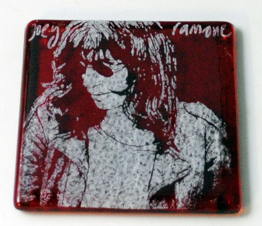 Joey Ramone Fused Glass Single Coaster