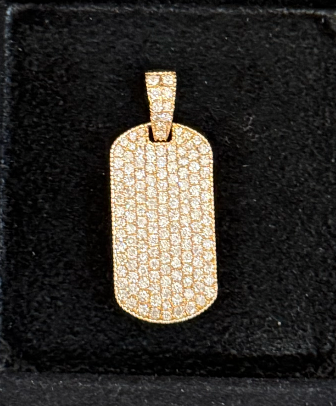 Gold and Diamond Dog Tag Charm