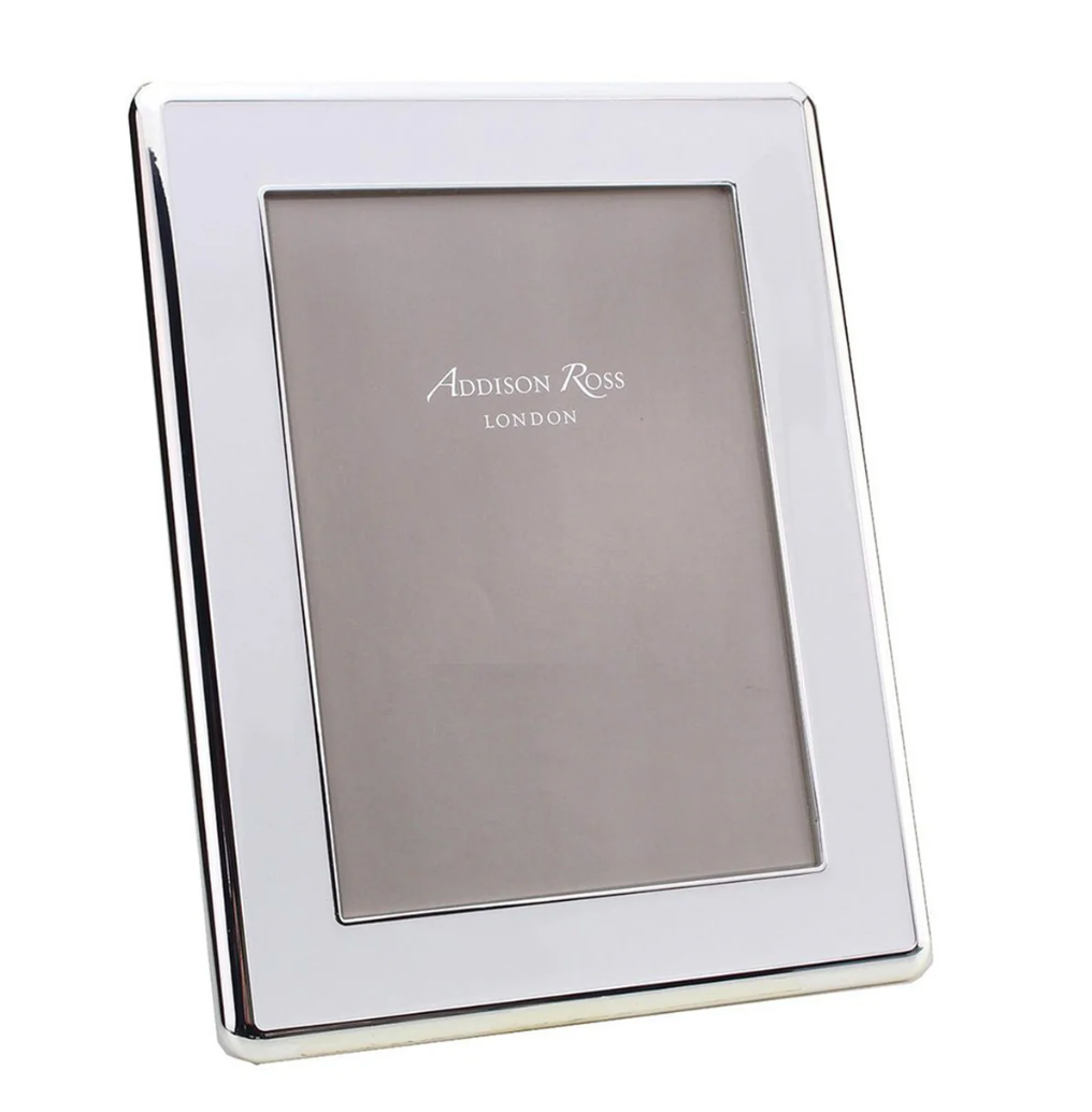 White Enamel & Silver Curve Frame