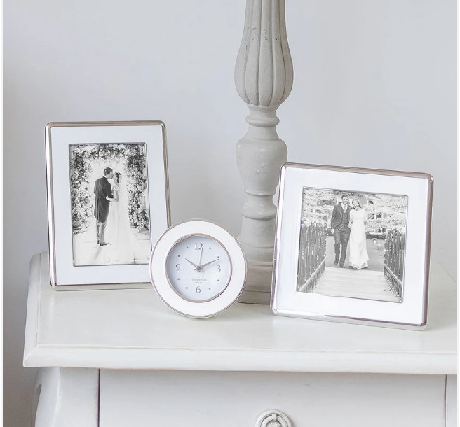 White Enamel & Silver Curve Frame