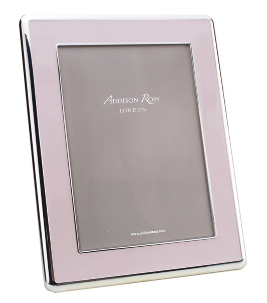 Pale Pink Enamel & Silver Curve Frame