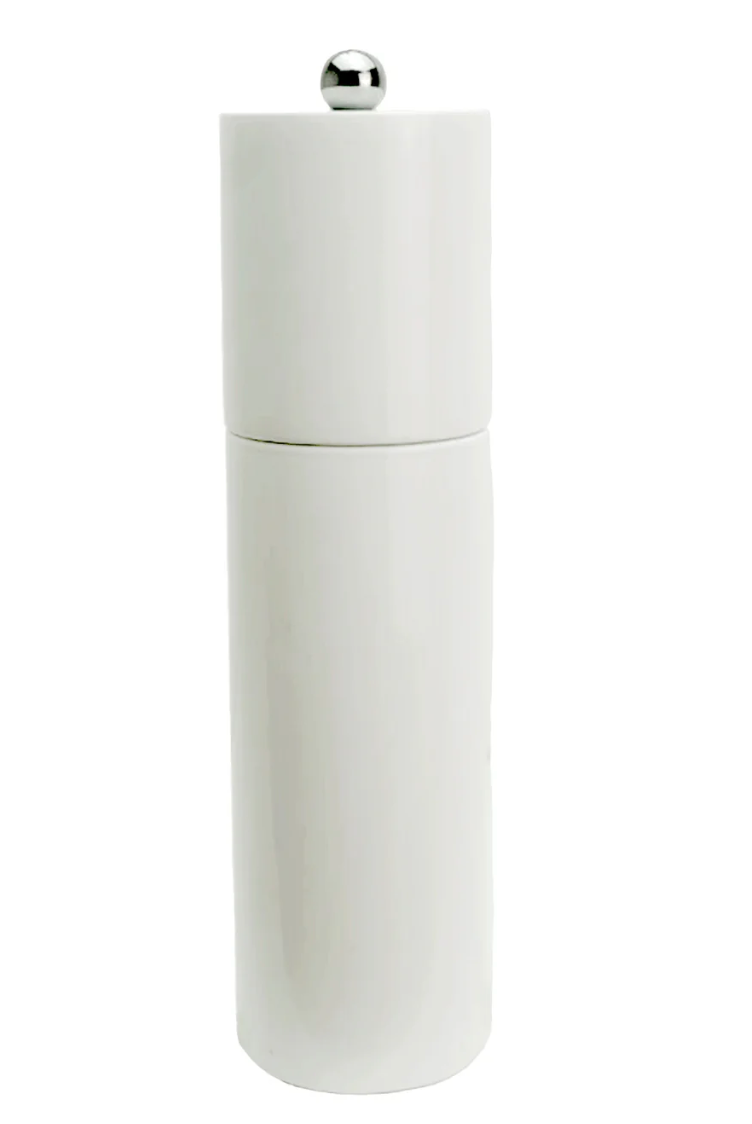 White Round Column Salt or Pepper Mill