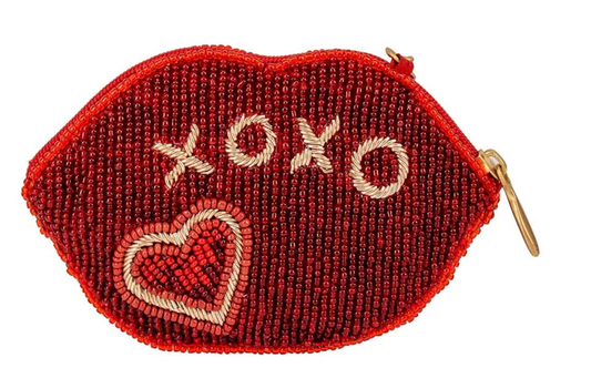 XOXO Lip Beaded Coin Purse