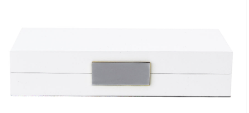 White and Silver 4x9 Lacquered Jewelry Box