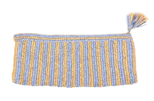 Purple & Tan Raffia Mahjong Bag