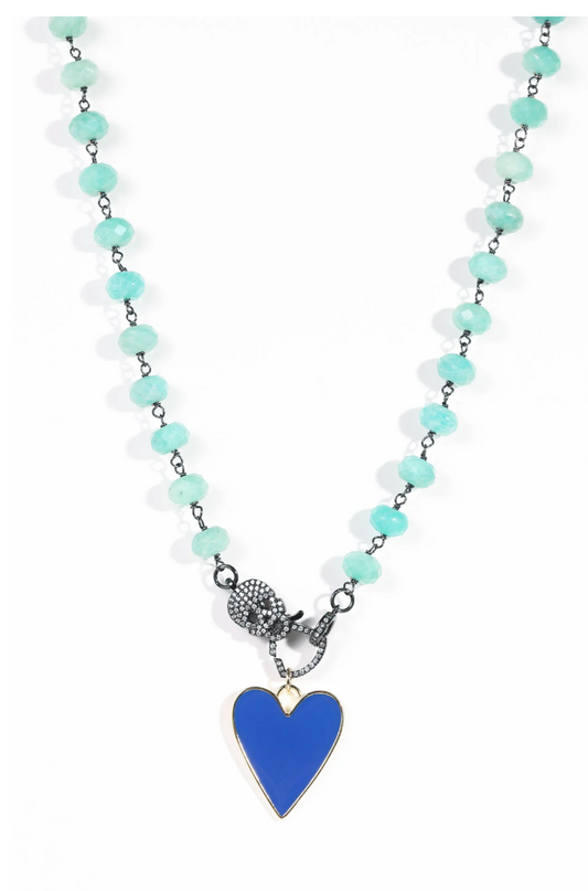 Aqua Glow Crystal Skull Beaded Necklace