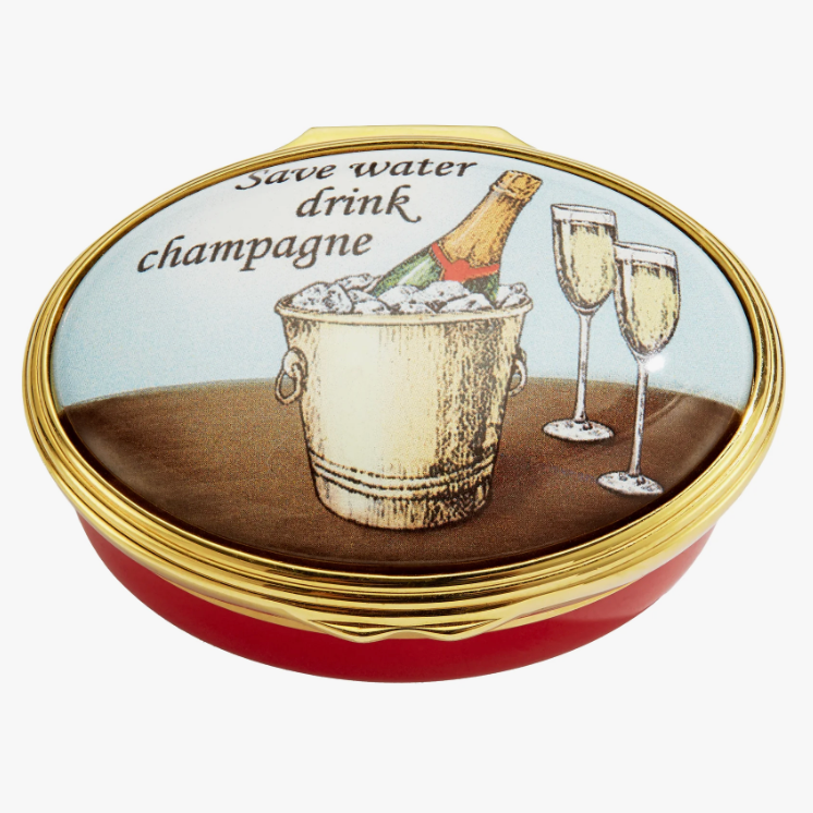 "Save Water, Drink Champagne" Enamel Box