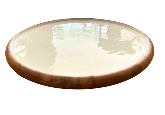 Acacia & Enamel Lazy Susan