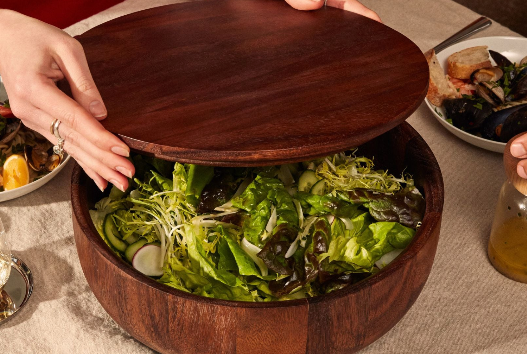 Walnut Wood Salad Bowl - Thumbnail 2