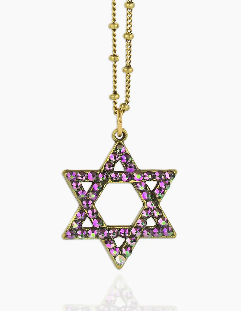 Lavender Crystal Star of David Necklace