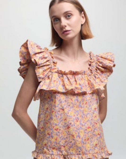 Gabriela Top Yellow Garden Poplin by Kika Vargas