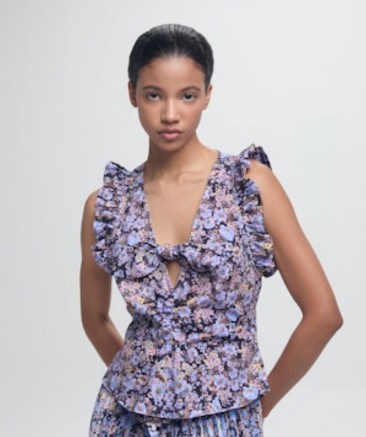 Pippa Top Lavender Garden Poplin by Kika Vargas