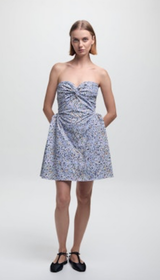Rossy Dress Blue Leopard Twill by Kika Vargas