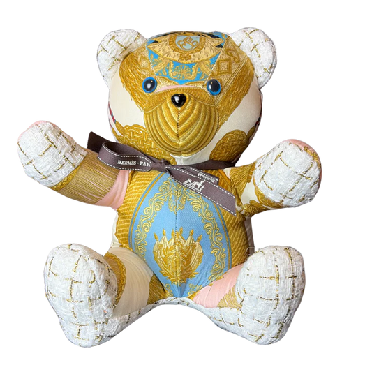 Poste et Cavalerie Vintage Silk Scarf Tender Teddy Bear