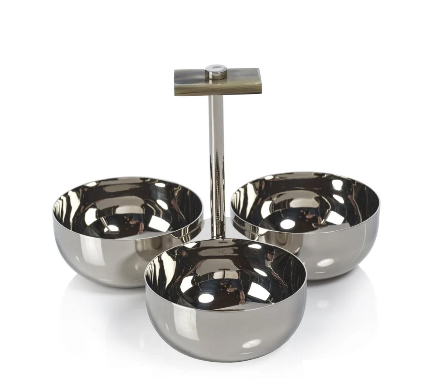 Triple Serving Condiment Set with Horn Trim - Polished Nickel