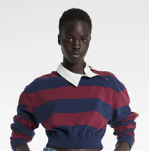 Twisted Collar Rugby Jersey - Burgundy/Navy by A.W.A.K.E. MODE