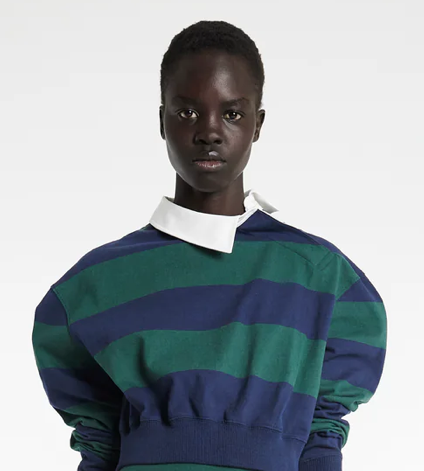 Twisted Collar Rugby Jersey - Navy/Green by A.W.A.K.E. MODE