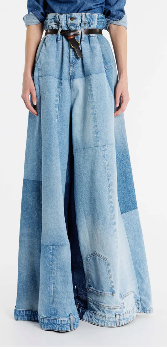 WIDE LEG DENIM PANTS MID BLUE by A.W.A.K.E. MODE
