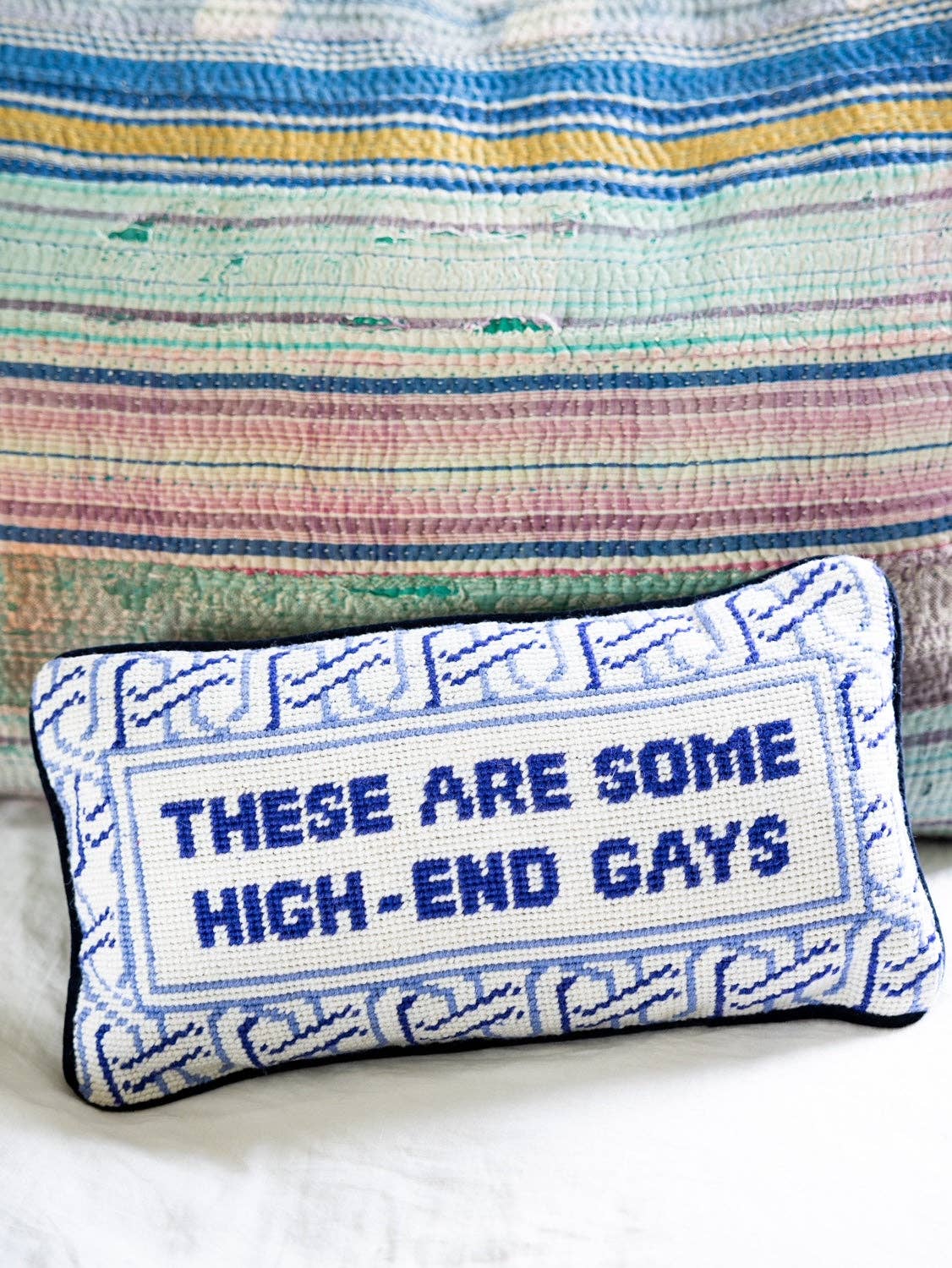 Pillow, 'High-End Gays' Needlepoint - Thumbnail 5