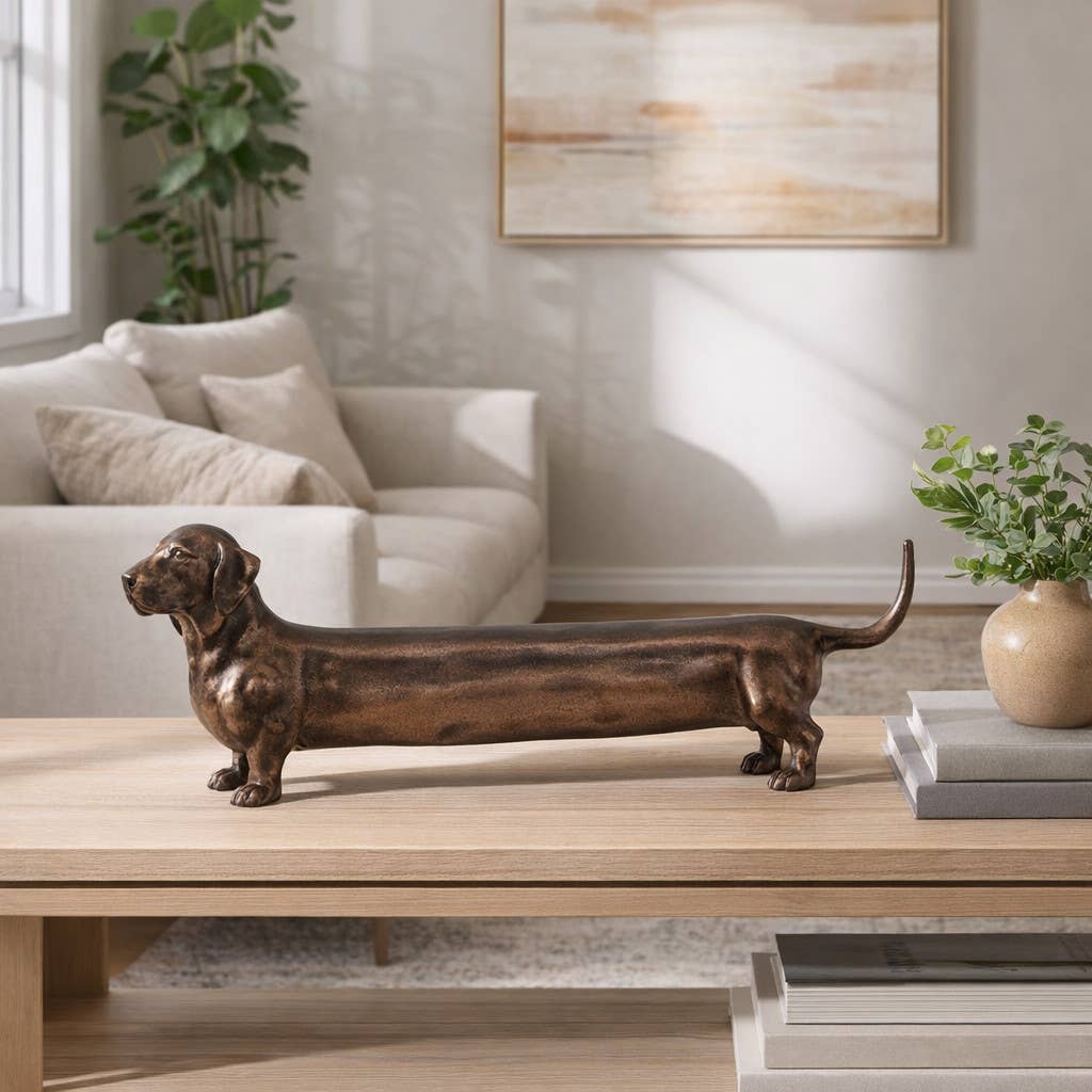 Decorative Figurine - Bronze Metal Dachsund Dog
