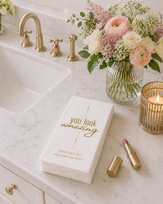 Linen-Feel Guest Towel Napkins, You Look Amazing