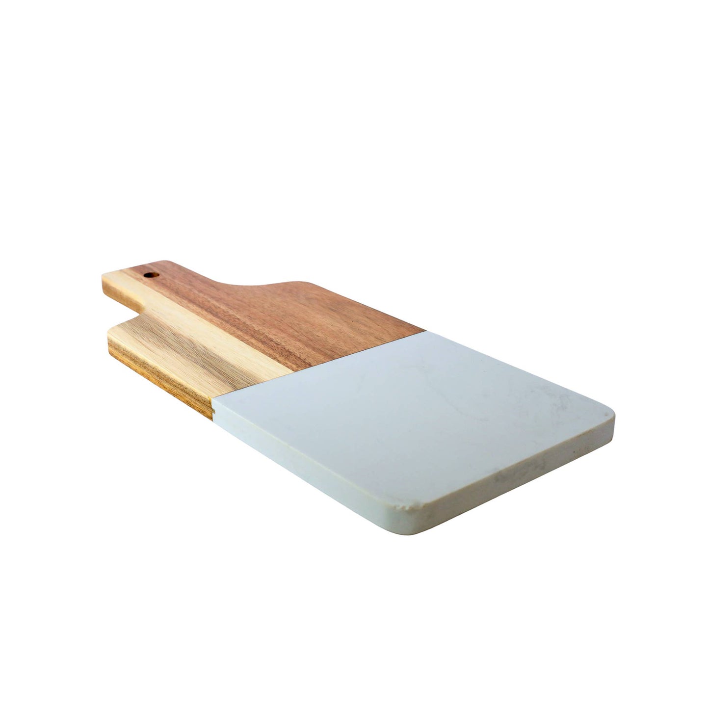 White Marble and Acacia Wood Handled  Bread Board