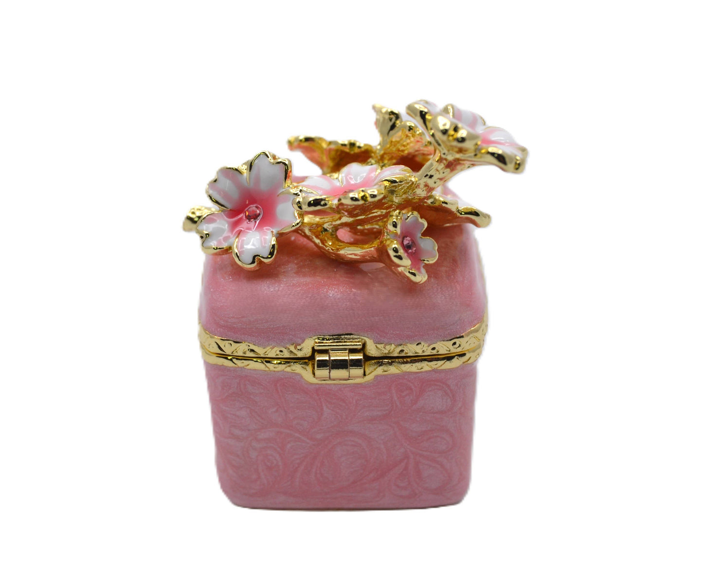 Jeweled Floral Trinket Box. Hand Set Austrian Crystals