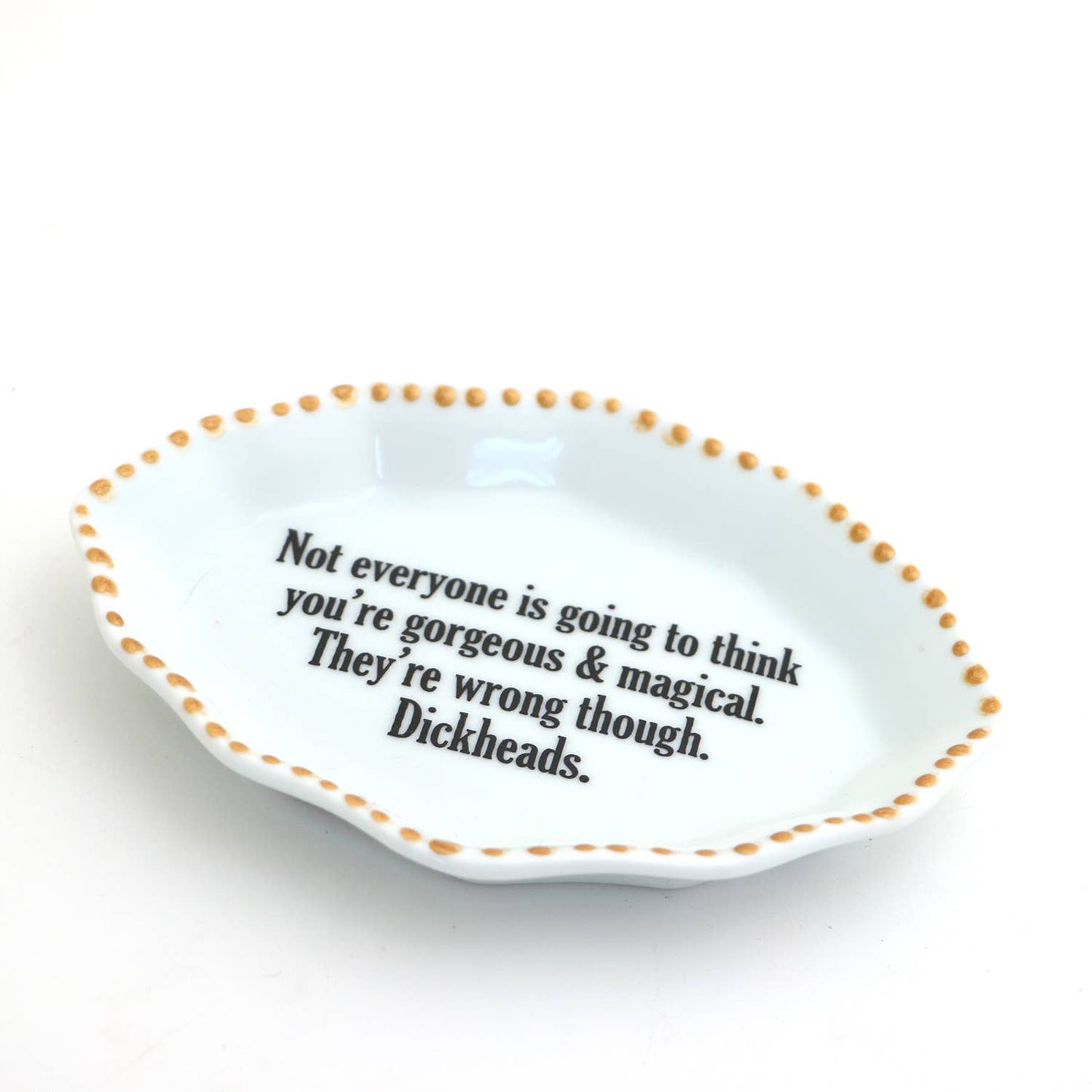 Porcelain oval tray with gold rim, Gorgeous and Magical