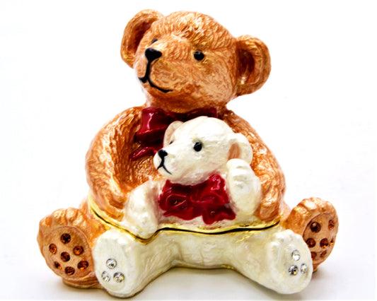 Two Bears Trinket  Box. Beautifully Made with Enamel