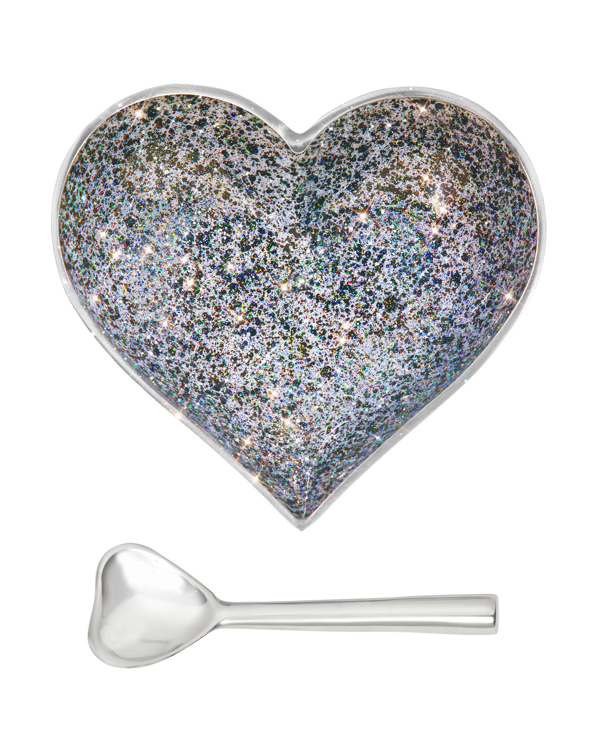 Happy Sparkly Black & White Heart with Heart Spoon