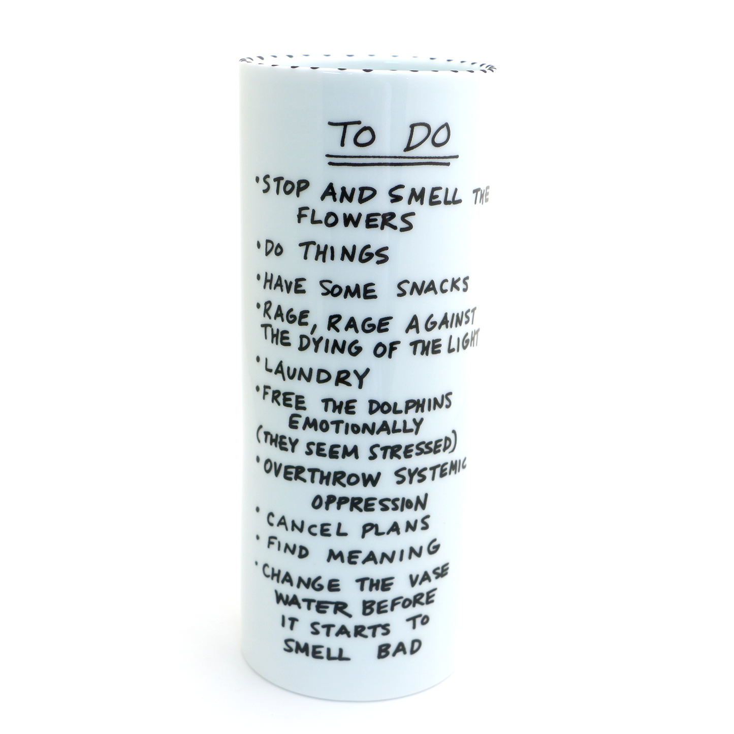 To Do List Whimsical Vase , tall porcelain funny vase