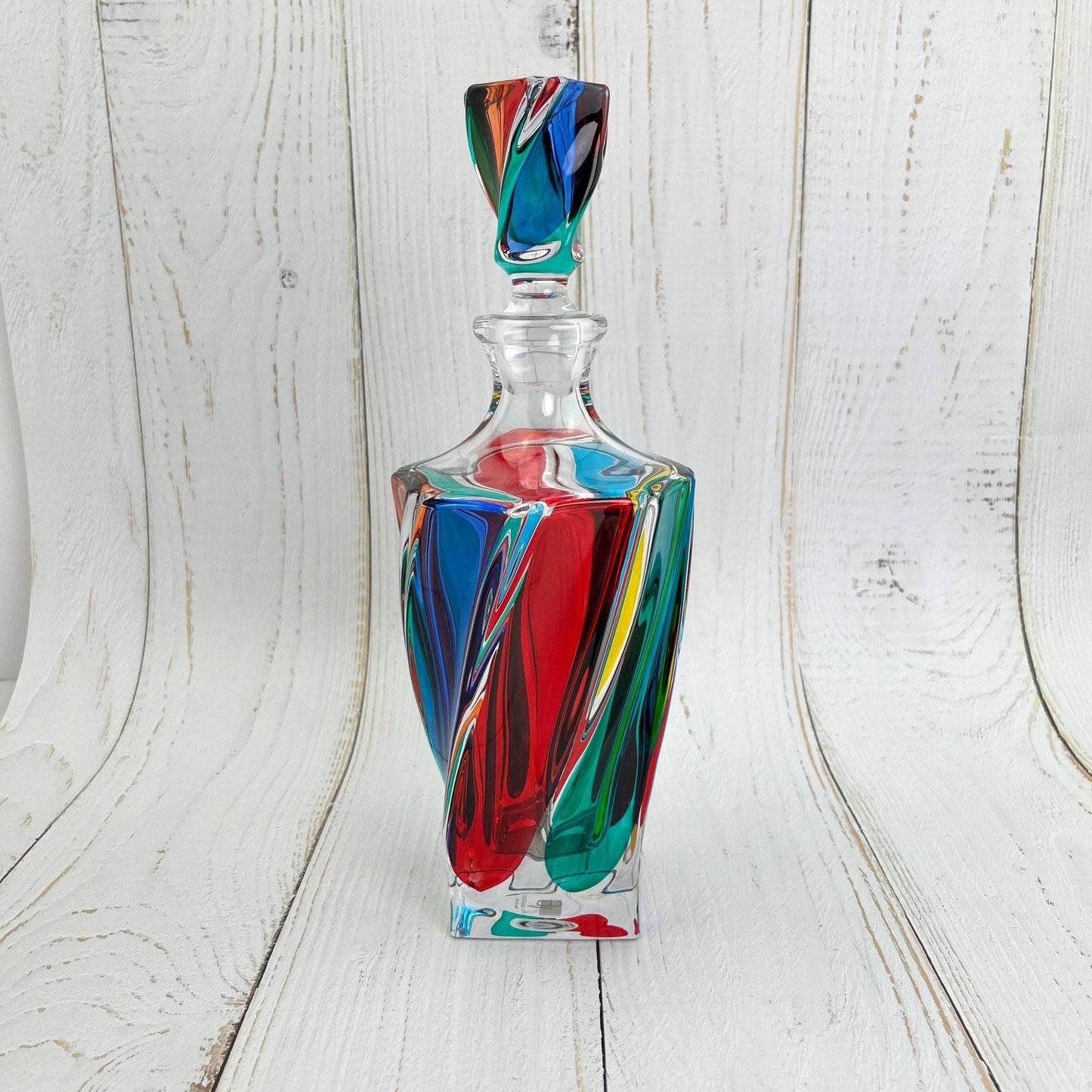 Italian Crystal Decanter, Hand-Painted, Made in Italy
